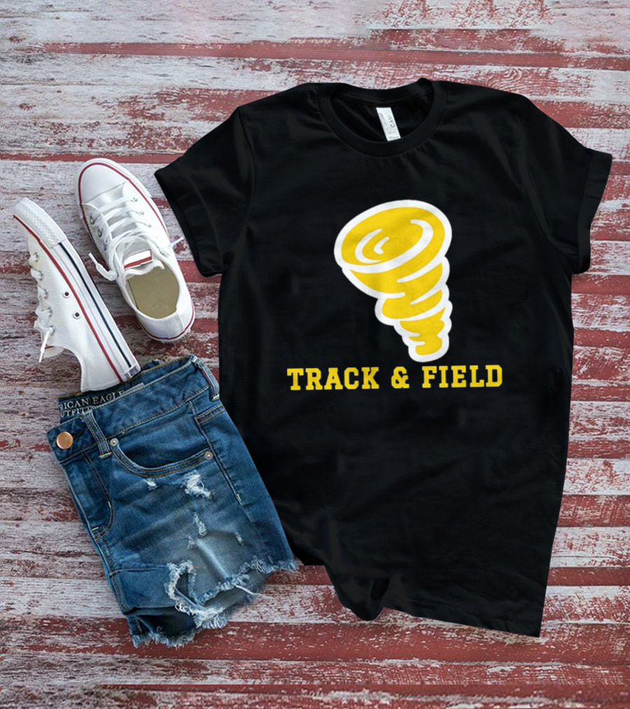 Tornado Track And Field Yellow Swirl Team Athletics T-Shirt