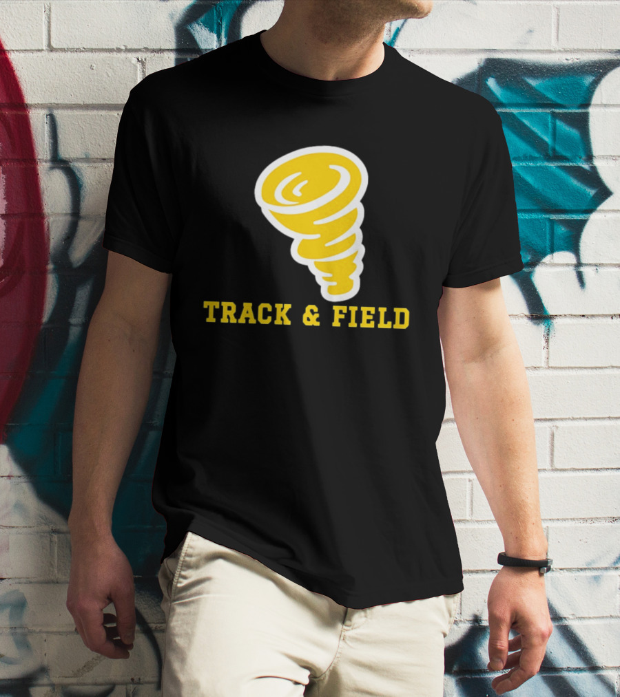 Tornado Track And Field Yellow Swirl Team Athletics T-Shirt