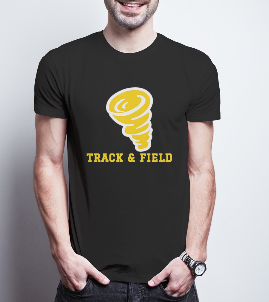 Tornado Track And Field Yellow Swirl Team Athletics T-Shirt