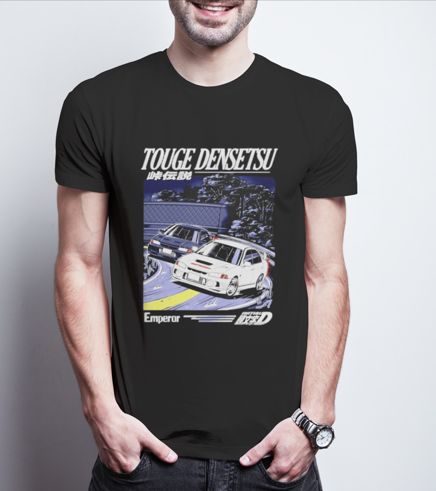 Touge Densetsu Emperor Initial D Mitsubishi Lancer Evolution Racing Scene T-Shirt
