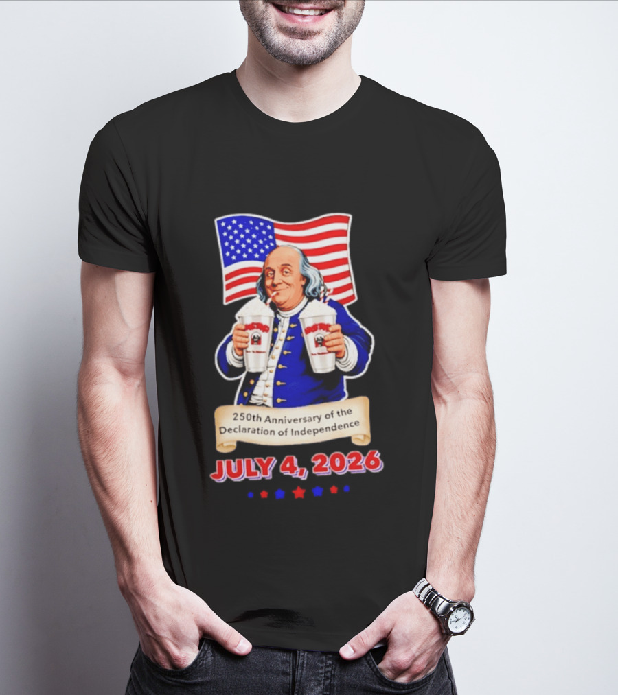 Benjamin Franklin July 4 2026 250th Anniversary Of The Declaration Of Independence T-Shirt