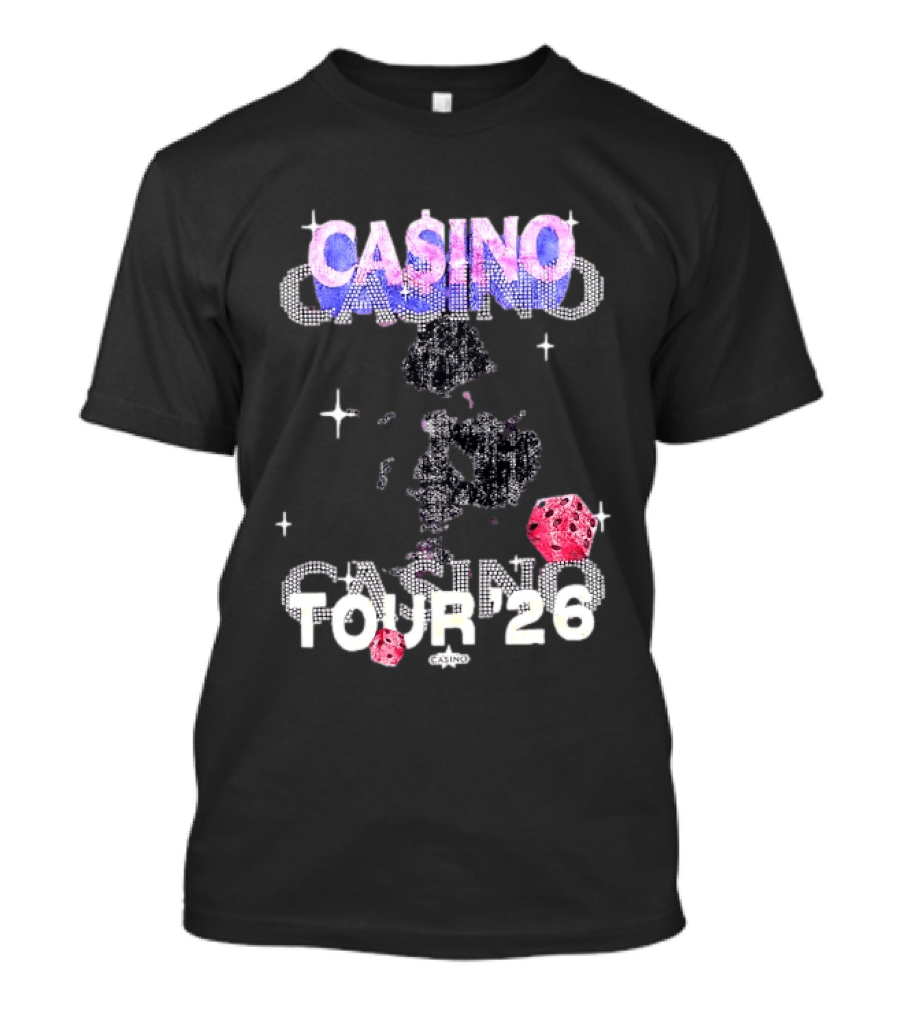 Casino Tour '26 Dice Gambling Las Vegas Sparkle Dice Stars T-Shirt