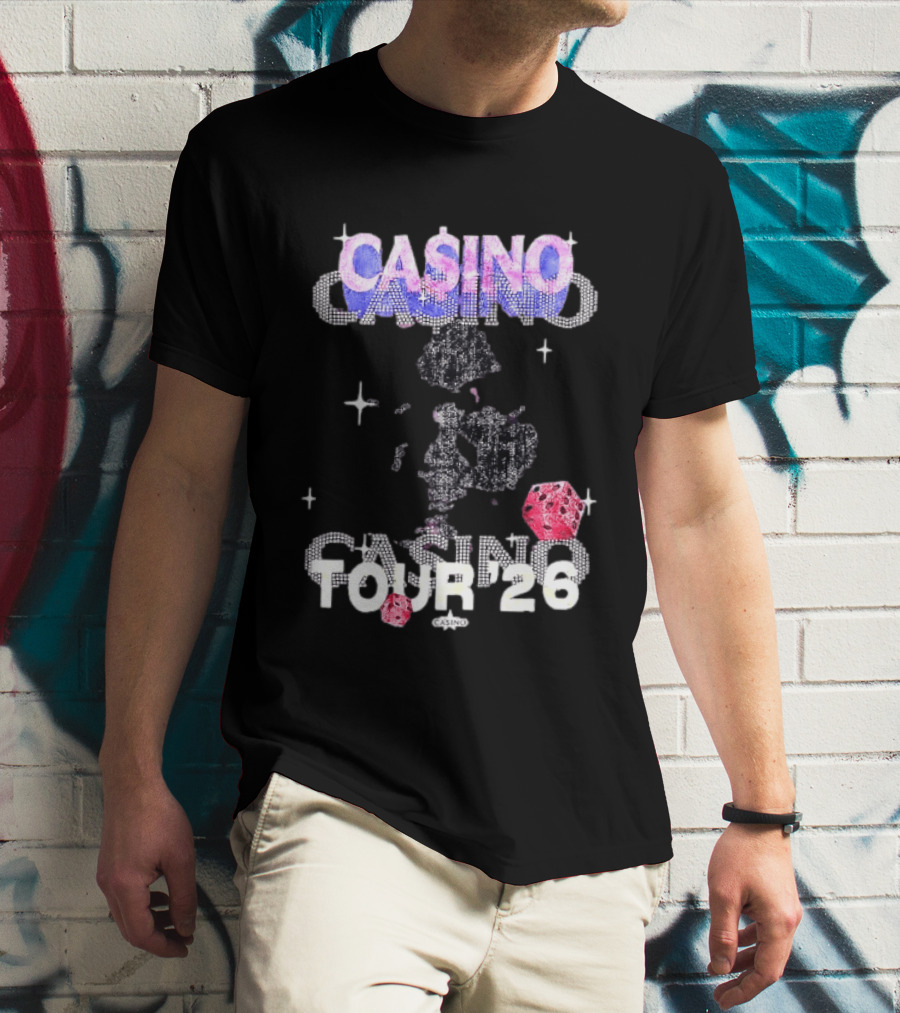Casino Tour '26 Dice Gambling Las Vegas Sparkle Dice Stars T-Shirt