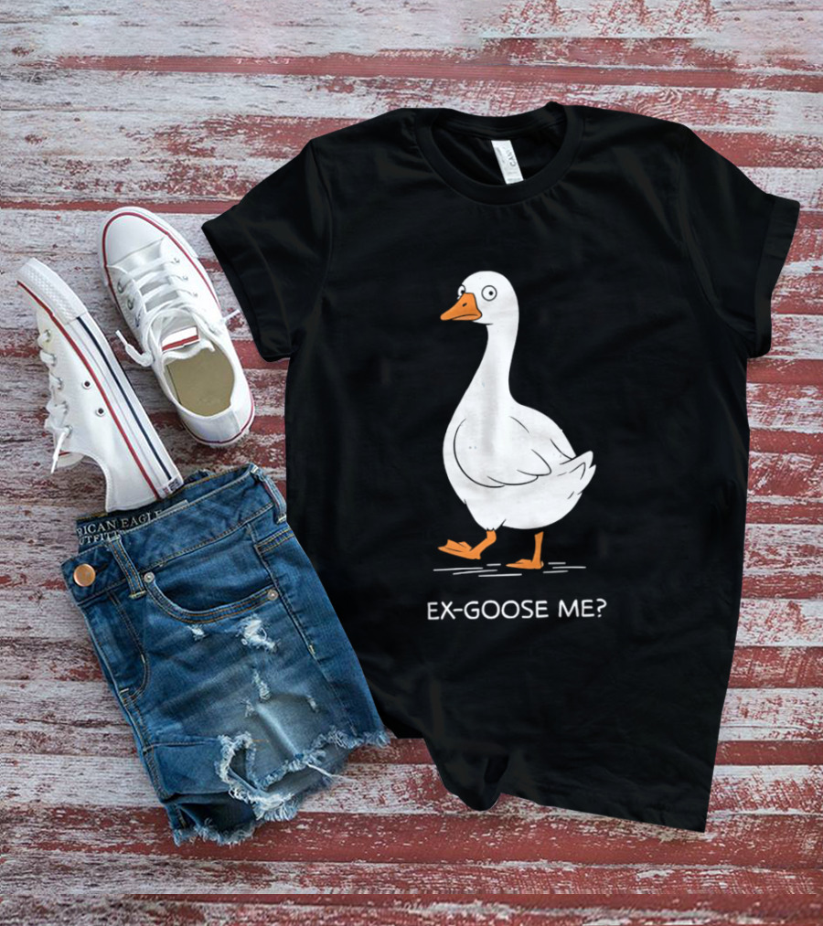 Ex Goose Me Goose Pun Cartoon Walking Goose T-Shirt