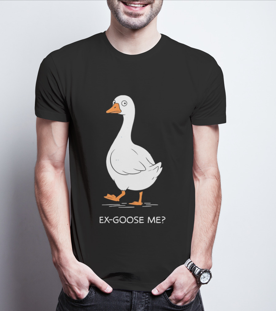Ex Goose Me Goose Pun Cartoon Walking Goose T-Shirt