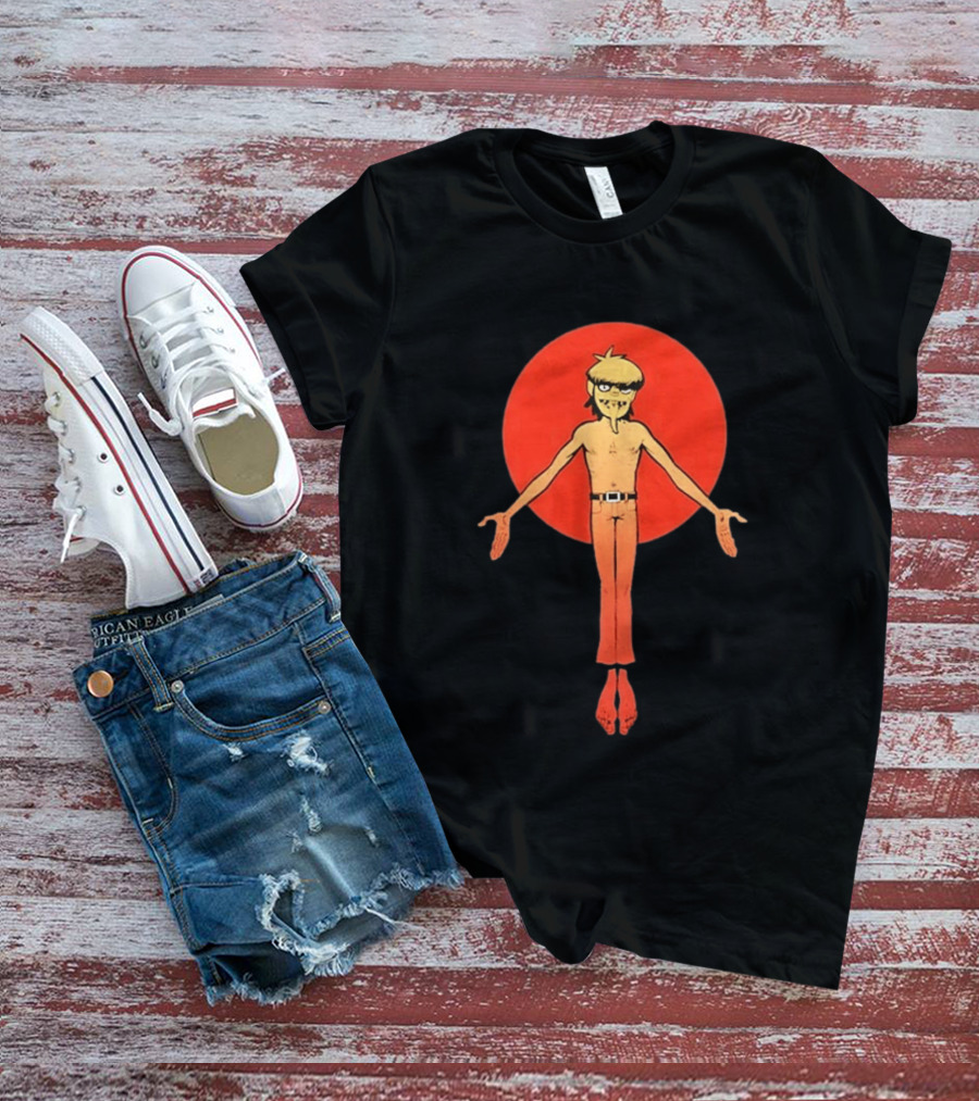 Gorillaz Murdoc Crucifix Pose Red Circle T-Shirt