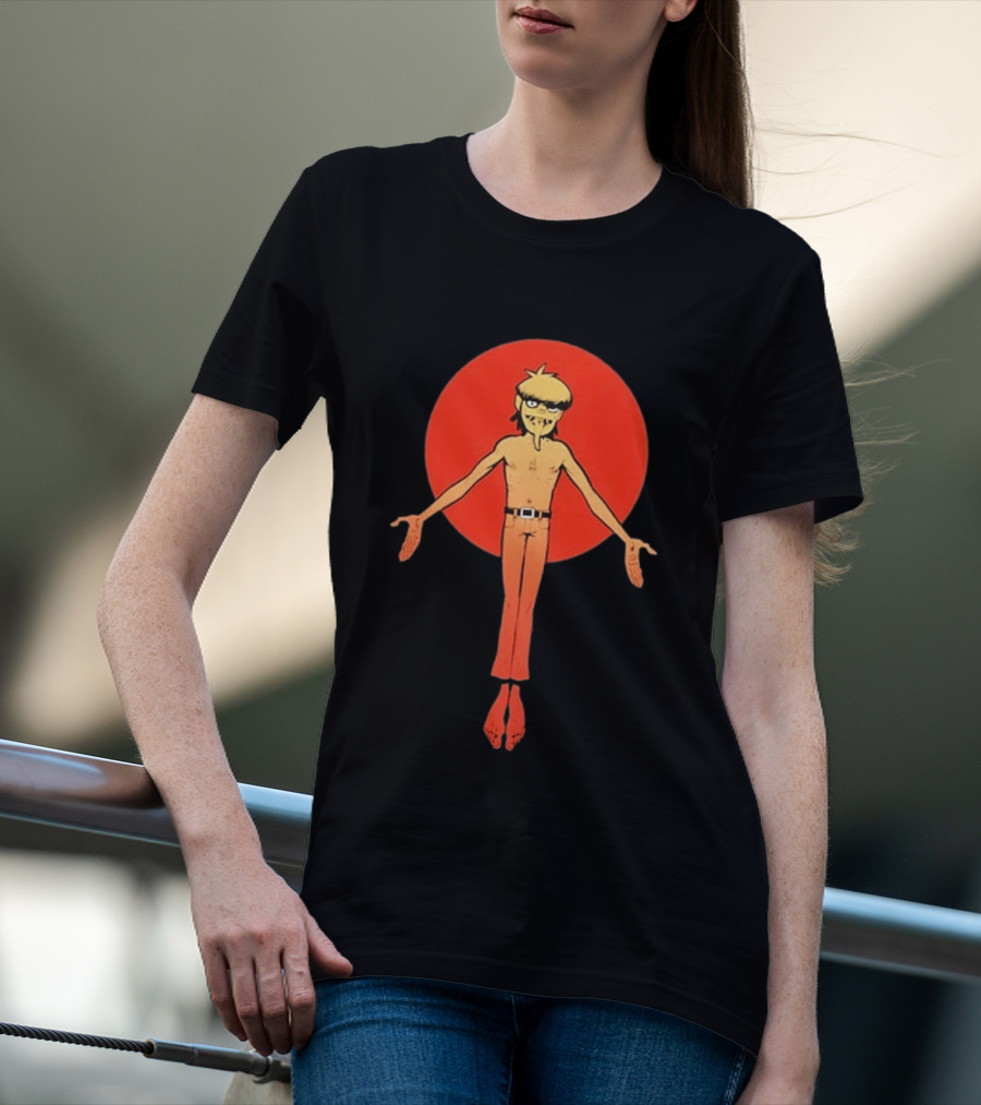 Gorillaz Murdoc Crucifix Pose Red Circle T-Shirt