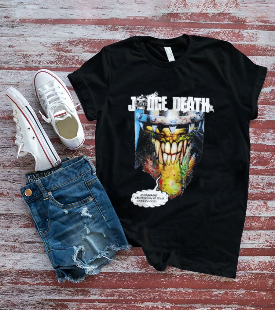 Judge Death 2000 AD Comic Book Character Jugggge Deathhhh At Your Sssservice T-Shirt