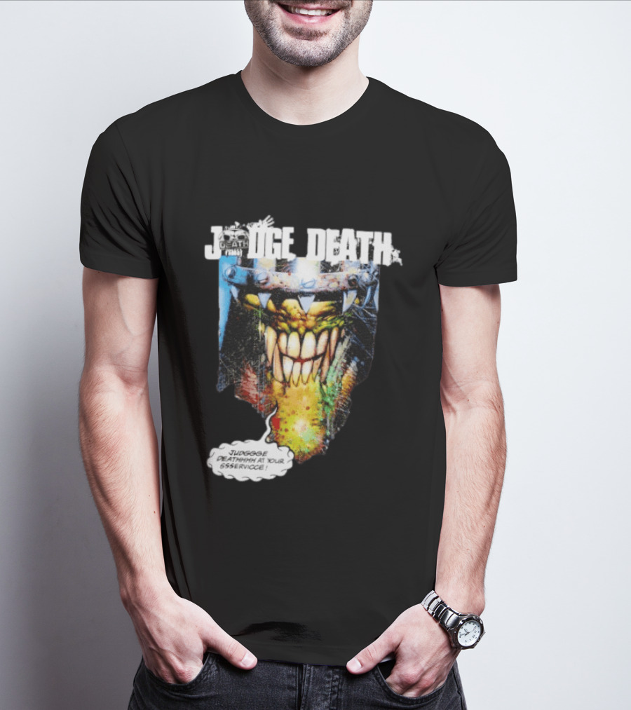 Judge Death 2000 AD Comic Book Character Jugggge Deathhhh At Your Sssservice T-Shirt