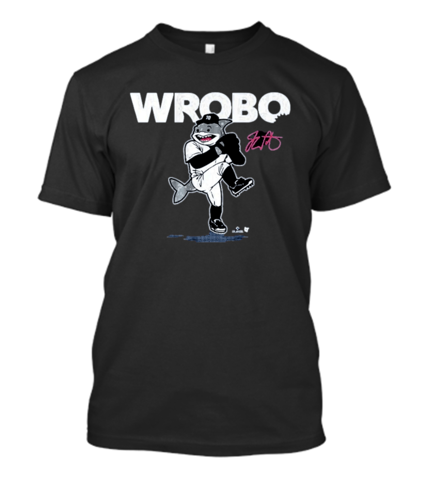 Wrobo 70 Shark Pitcher Cartoon With Signature T-Shirt