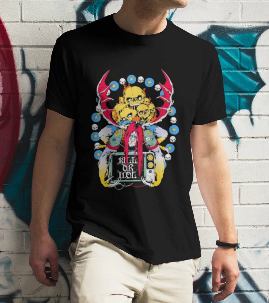 Kill Or Idol Skulls Television Gothic Antlers Stars T-Shirt