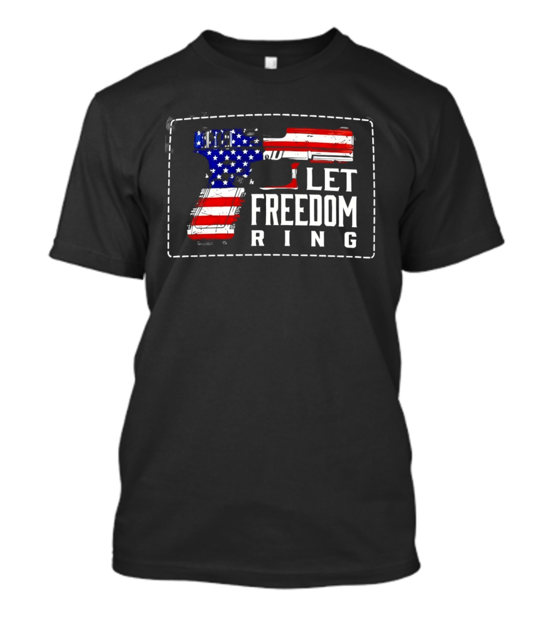 Let Freedom Ring American Flag Pistol Patch USA Patriotic T-Shirt
