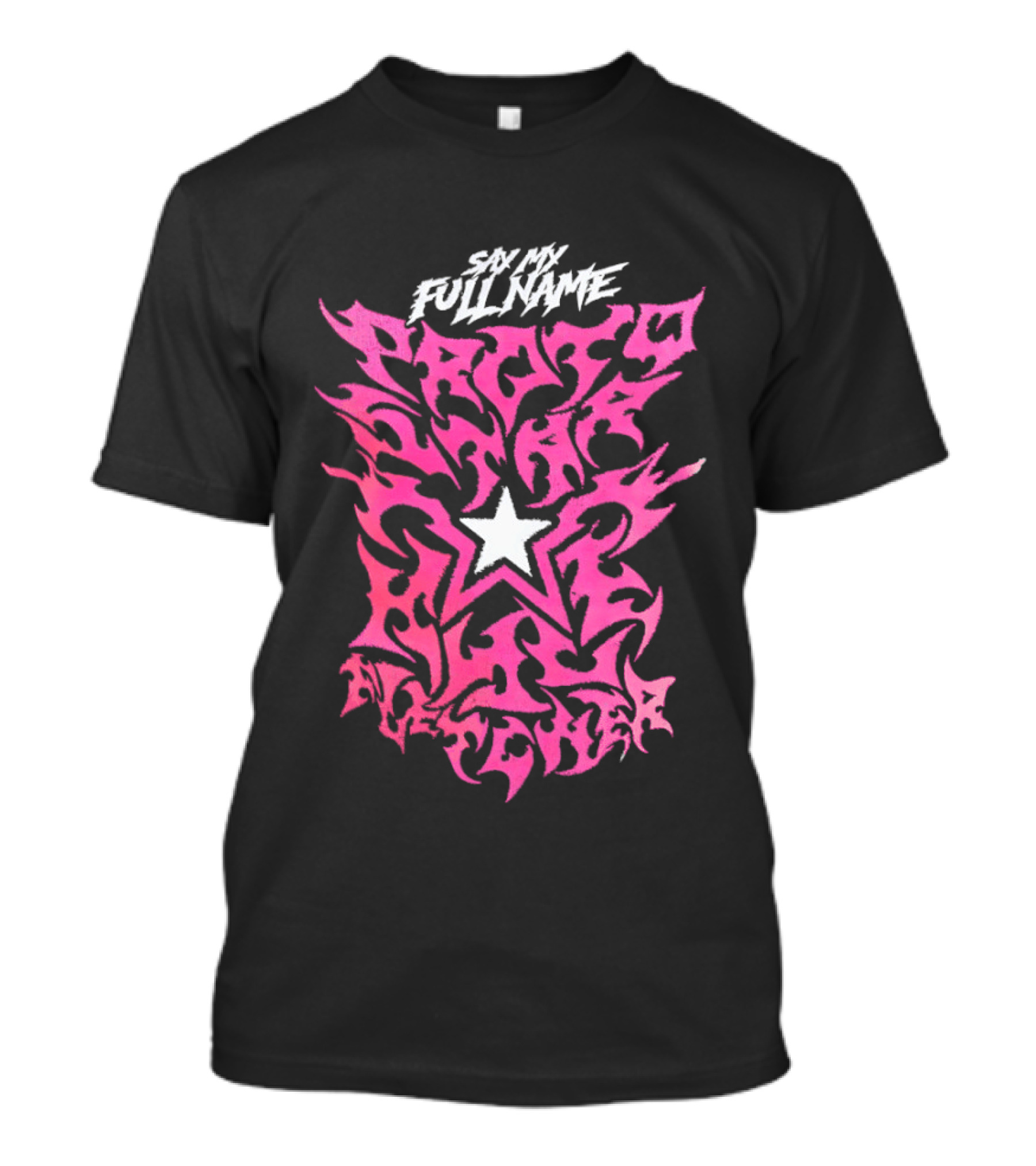 Pretty Peter Avalon Say My Full Name Star Pink Text AEW T-Shirt