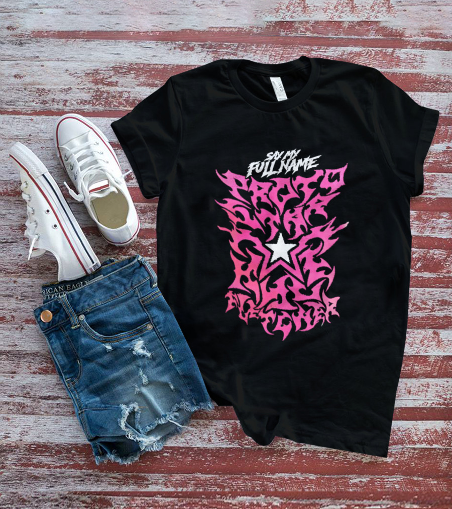 Pretty Peter Avalon Say My Full Name Star Pink Text AEW T-Shirt