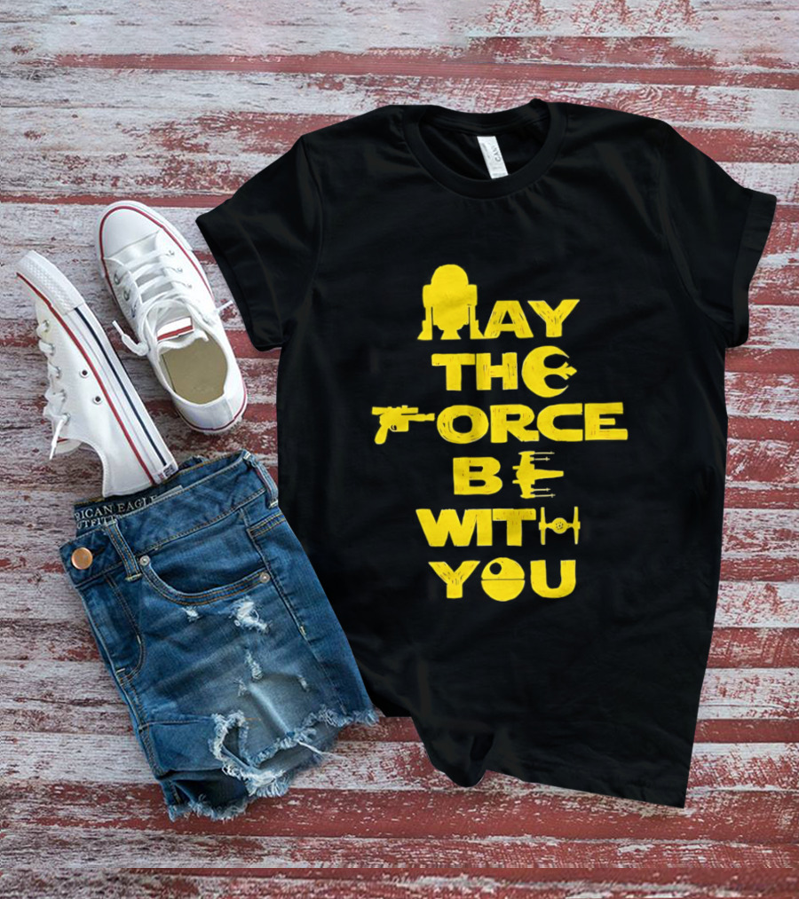 Star Wars May The Force Be With You Droid And Spaceship T-Shirt