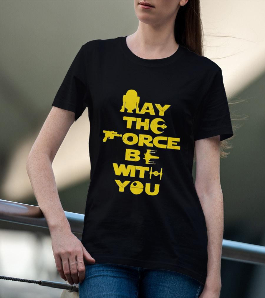 Star Wars May The Force Be With You Droid And Spaceship T-Shirt