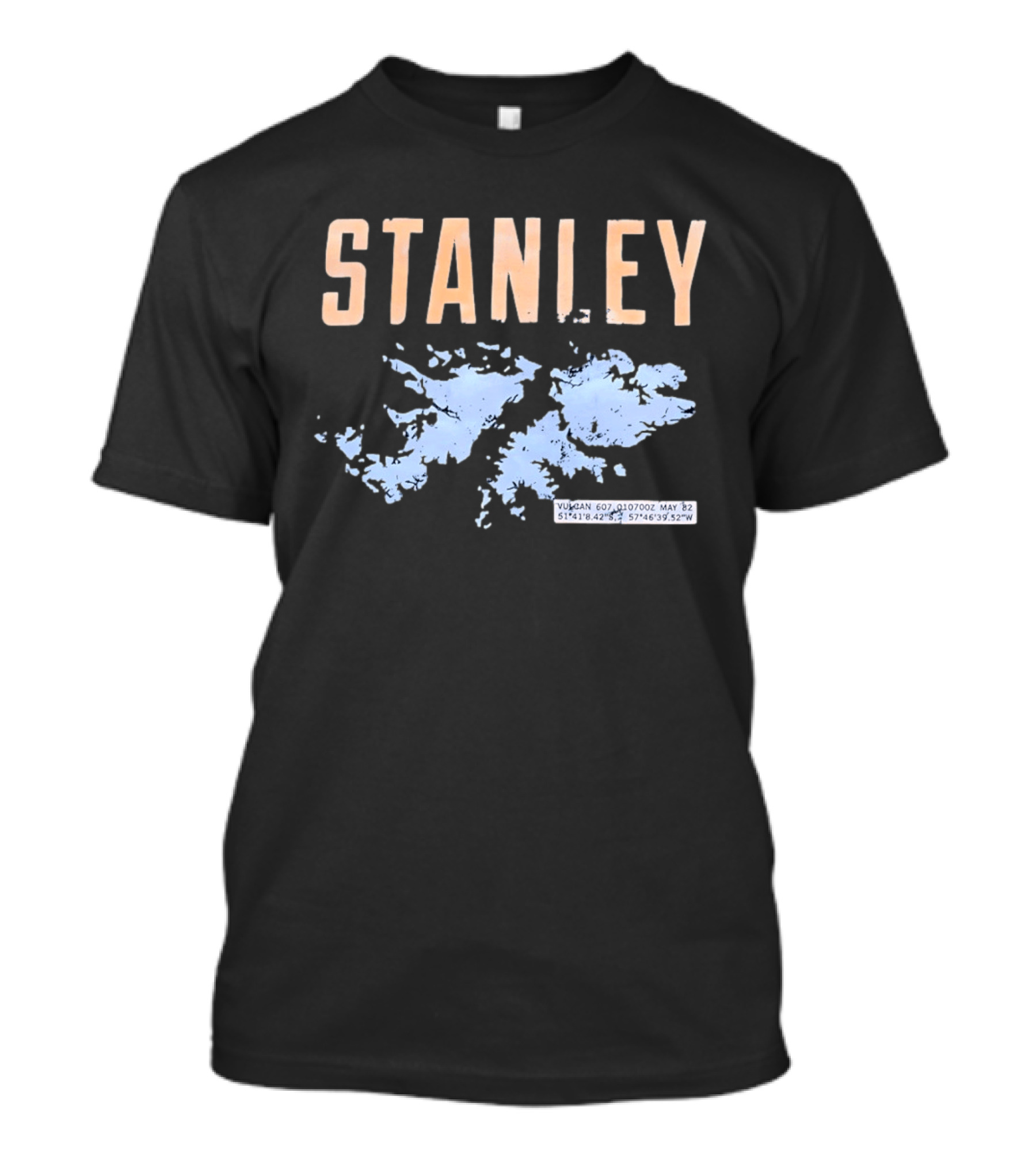 Stanley Falkland Islands Vulcan 607 May 82 Coordinates Operation Black Buck T-Shirt