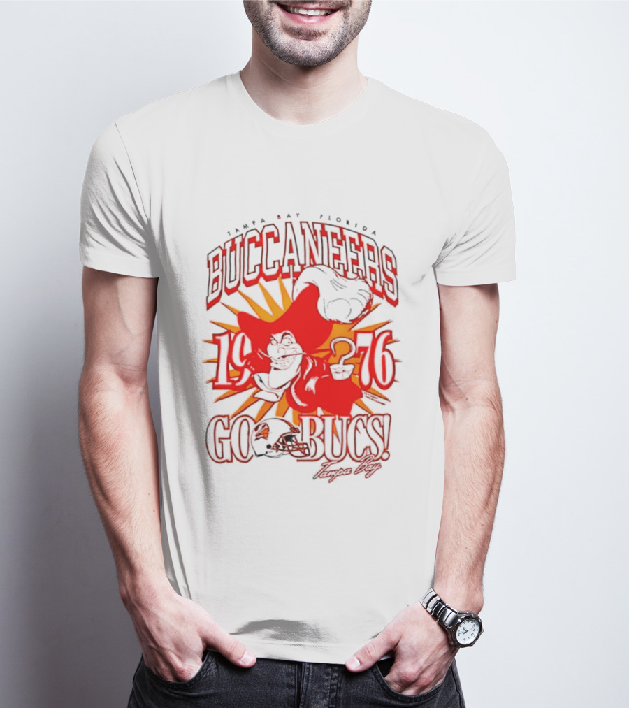 Tampa Bay Florida Buccaneers 1976 Go Bucs Captain Hook T-Shirt