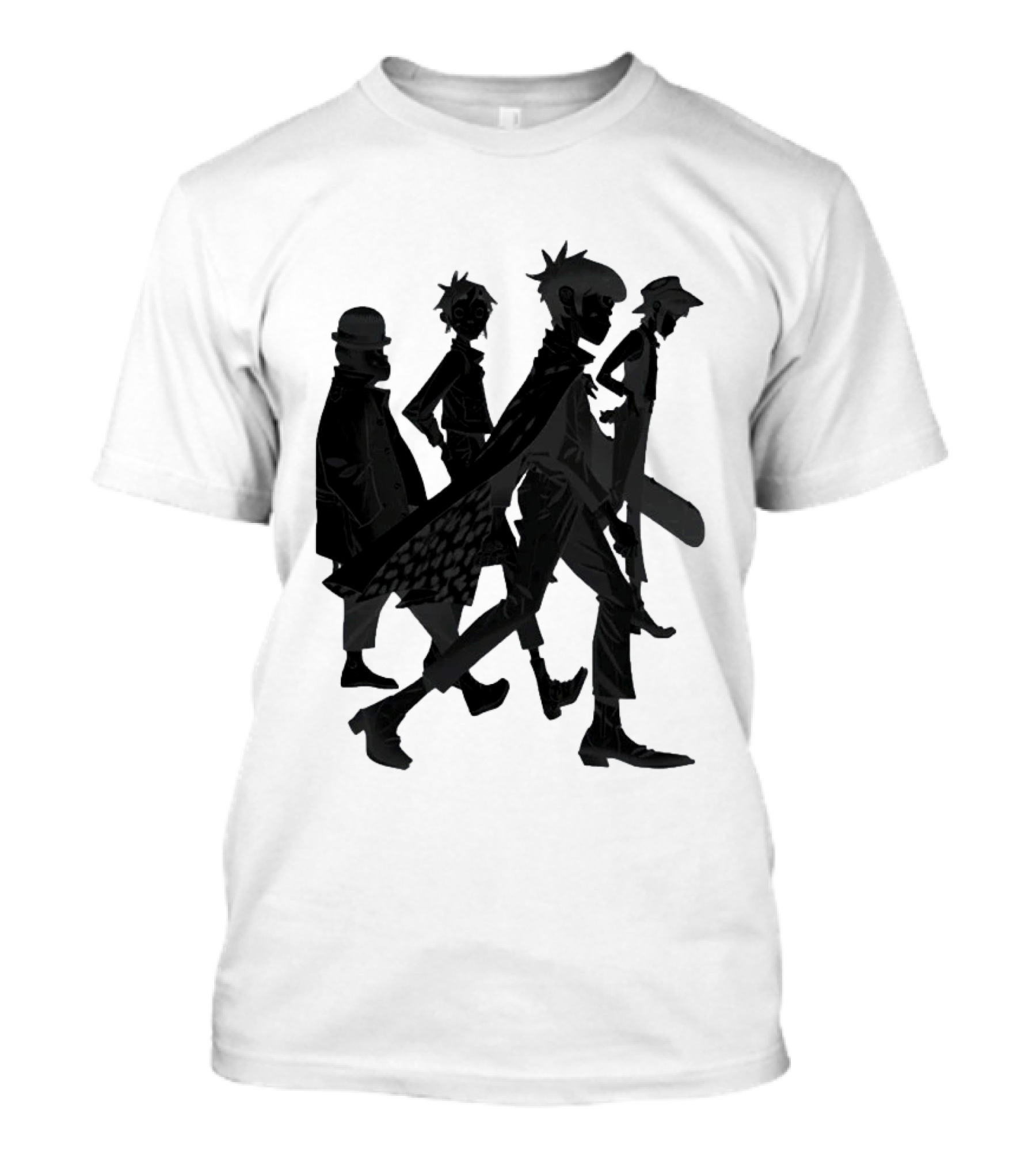 Gorillaz Band Members Silhouettes Dark Shadows Walking T-Shirt