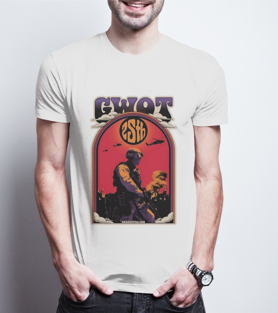 GWOT 25th Anniversary Soldier Helicopters Gruntstyle.com T-Shirt