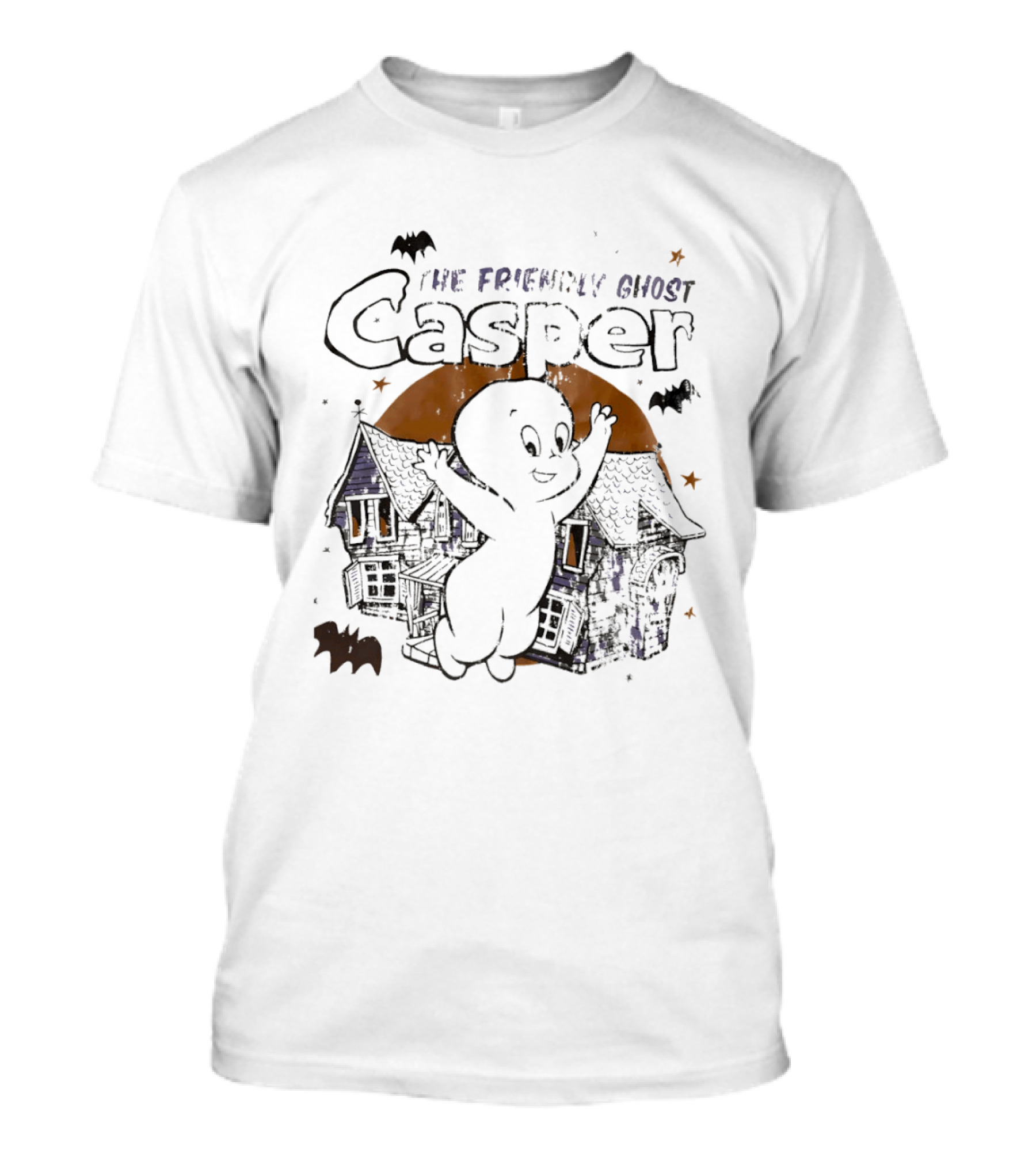 Casper The Friendly Ghost Haunted House Halloween Bats T-Shirt