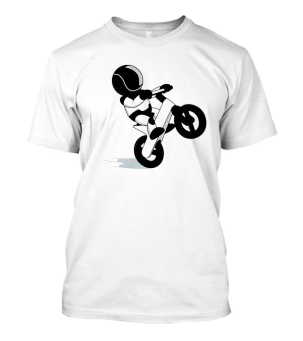Stick Figure Biker Wheelie Adventure T-Shirt