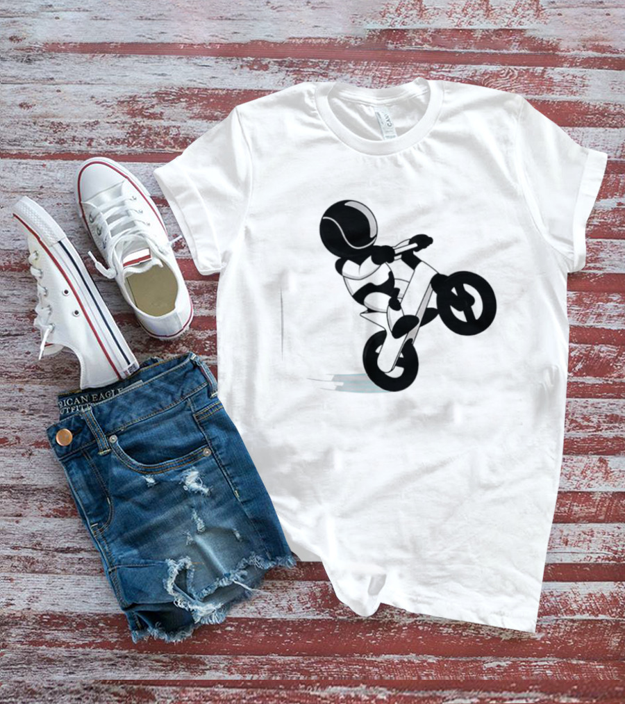 Stick Figure Biker Wheelie Adventure T-Shirt