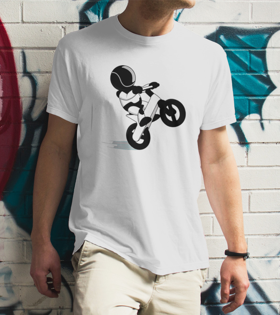 Stick Figure Biker Wheelie Adventure T-Shirt