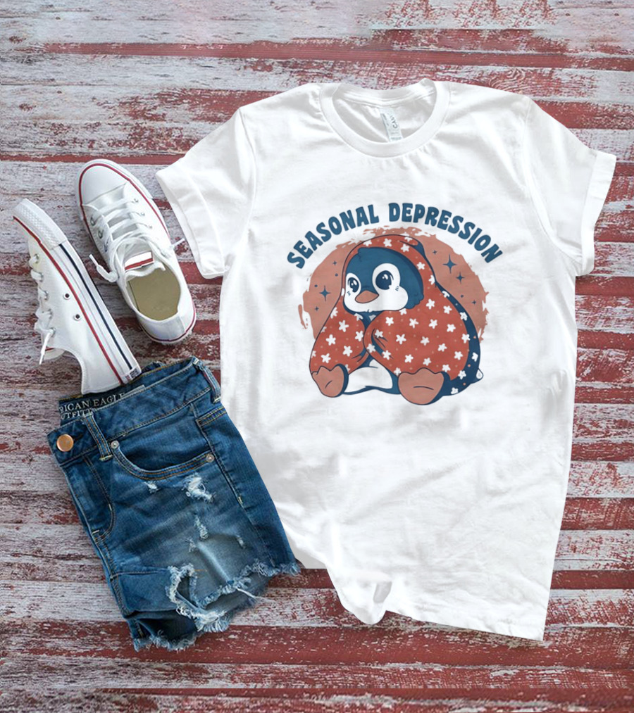 Penguins Seasonal Depression Cute Winter Cozy Starry T-Shirt
