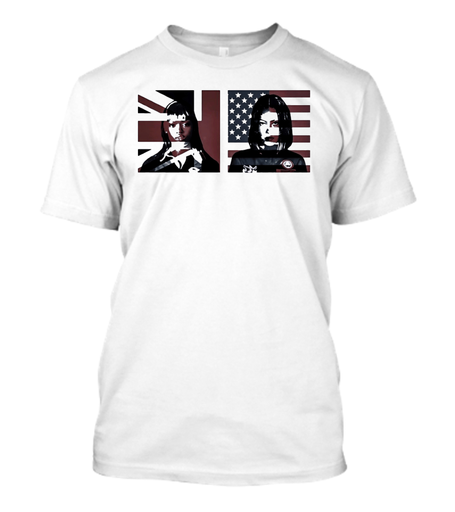 Jorja Smith And Taraji P Henson British And American Flag Portraits T-Shirt
