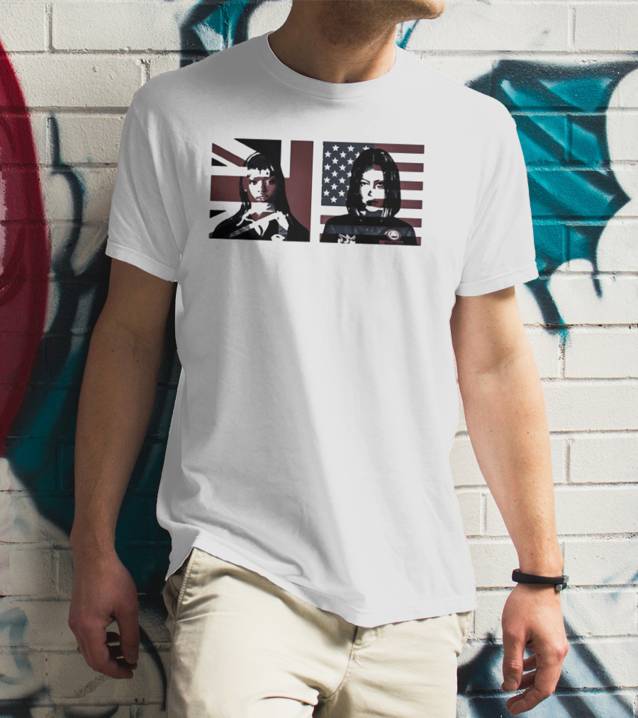 Jorja Smith And Taraji P Henson British And American Flag Portraits T-Shirt