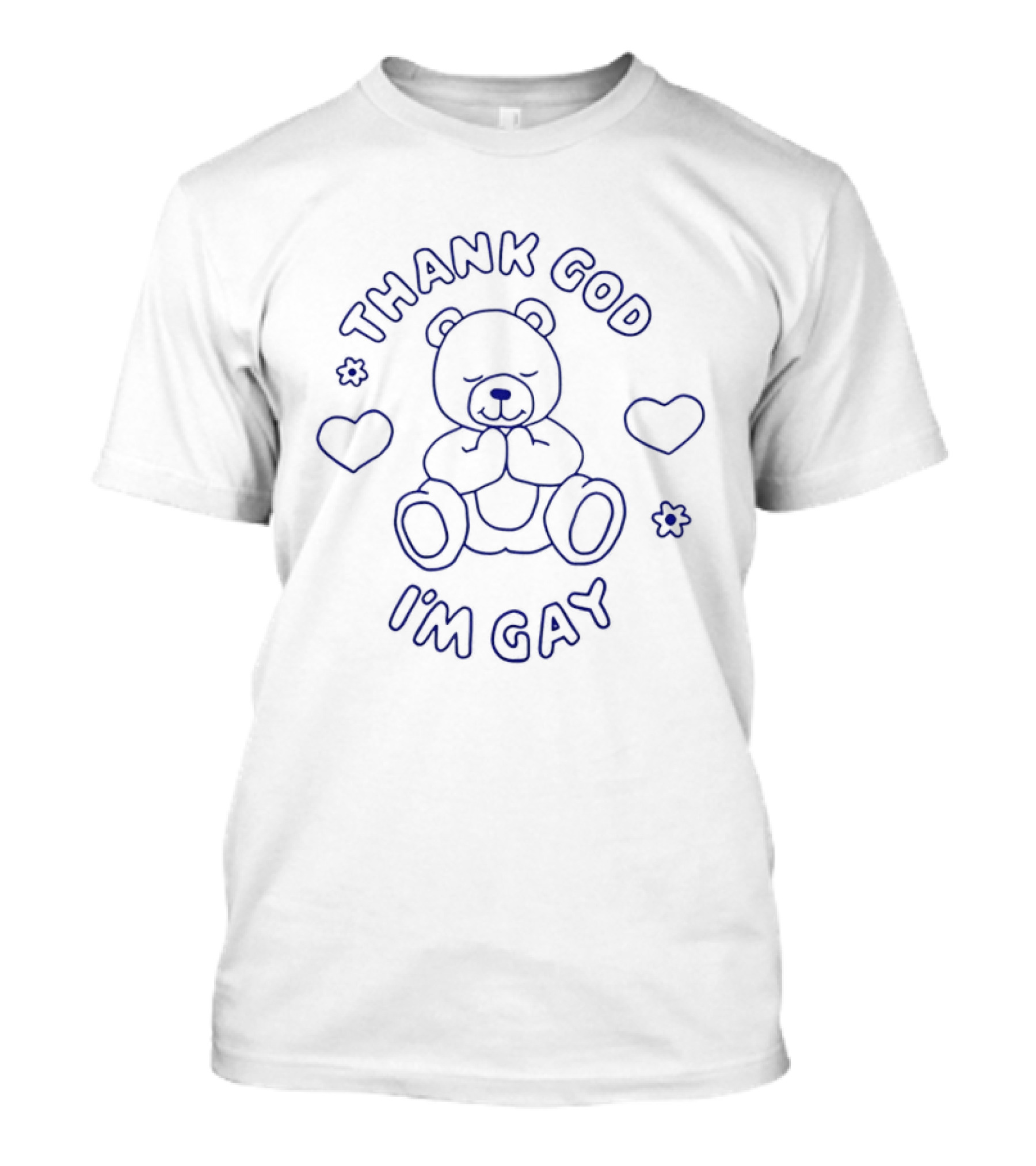 Thank God I'm Gay Teddy Bear With Hearts LGBTQ Pride T-Shirt