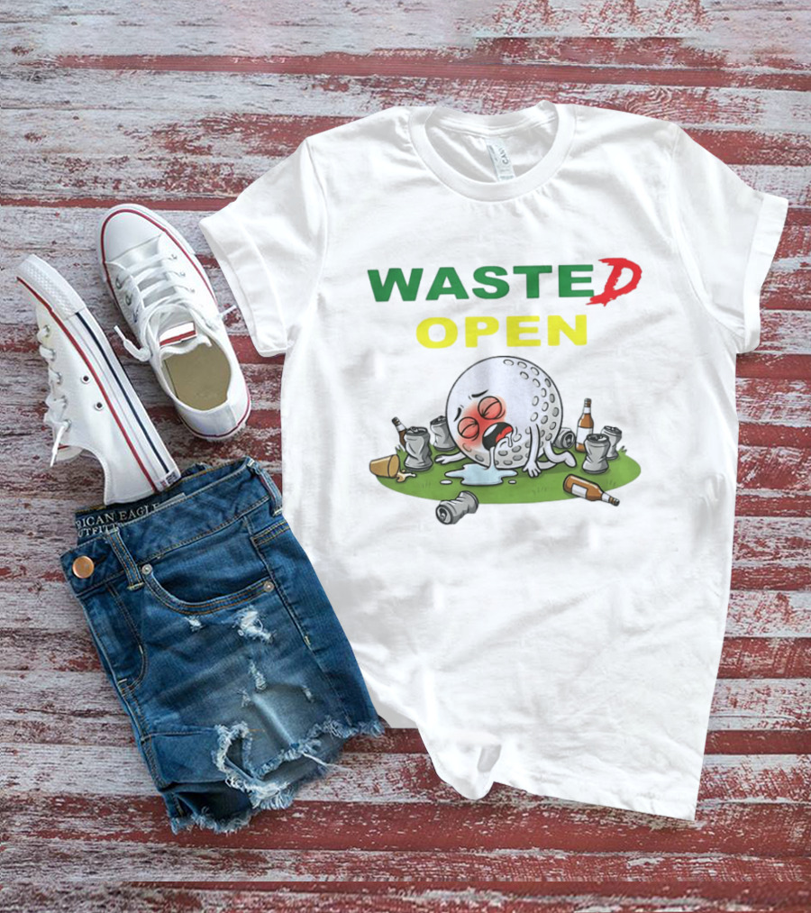 Wasted Open Funny Golf Ball Drinking Party Cans And Bottles T-Shirt