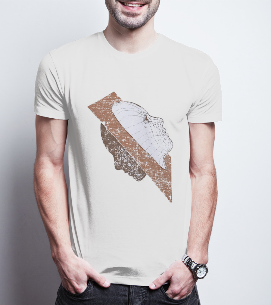 Wireframe Human Profile Collage Abstract Geometric Face T-Shirt