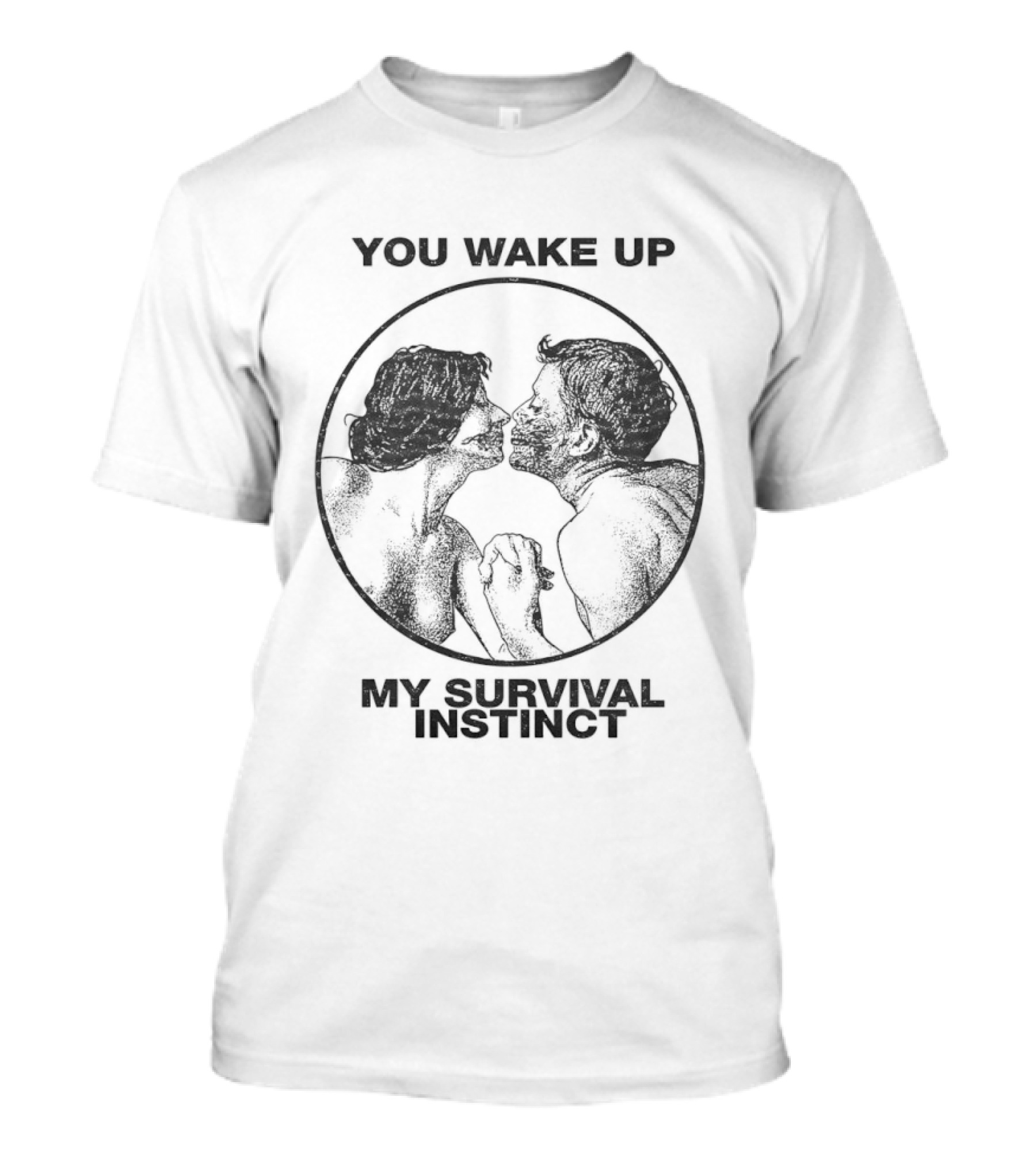 You Wake Up My Survival Instinct Couple Kissing Circle T-Shirt