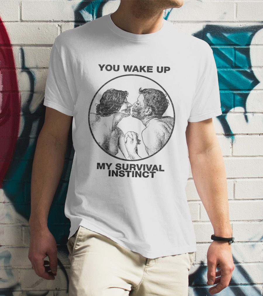 You Wake Up My Survival Instinct Couple Kissing Circle T-Shirt