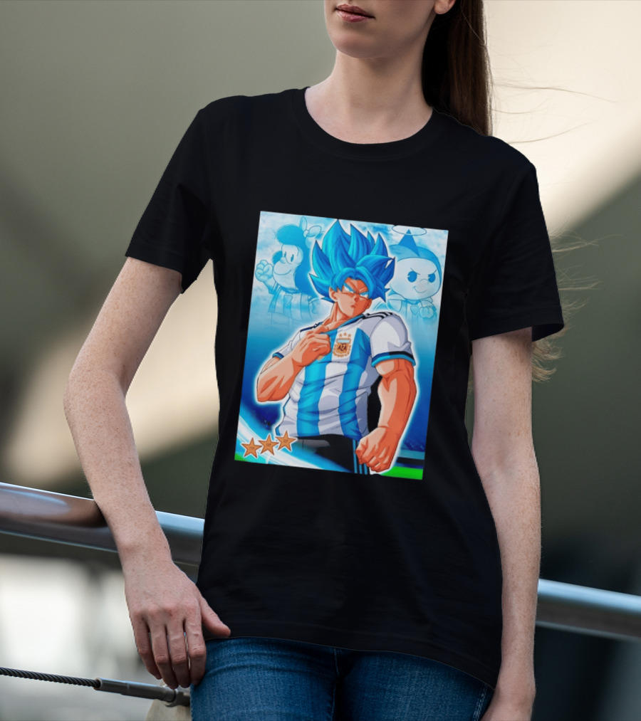Super Saiyan Goku Dragon Ball Argentina AFA Jersey Victory Stars T-Shirt