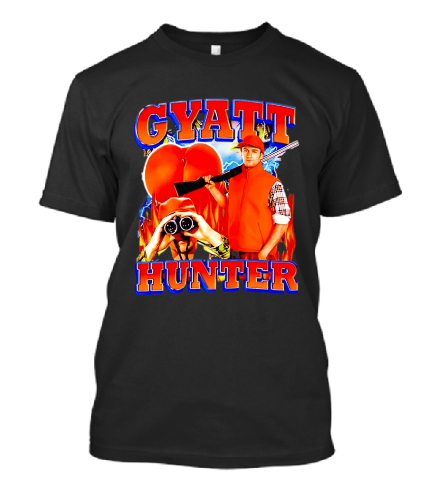 Gyatt Hunter Peach Slang With Binoculars And Rifle T-Shirt