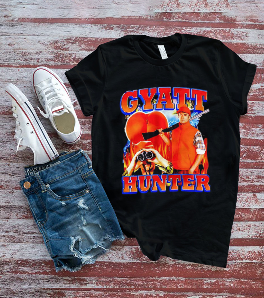 Gyatt Hunter Peach Slang With Binoculars And Rifle T-Shirt