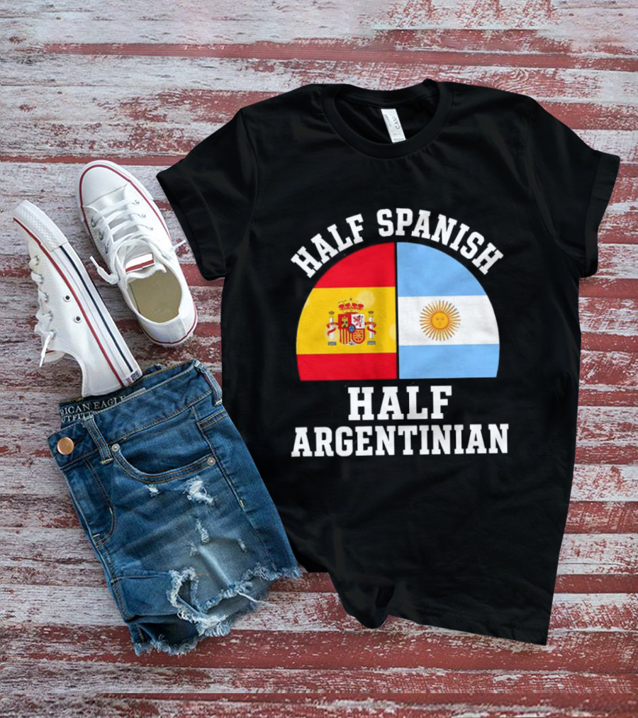 Half Spanish Half Argentinian Flags T-Shirt