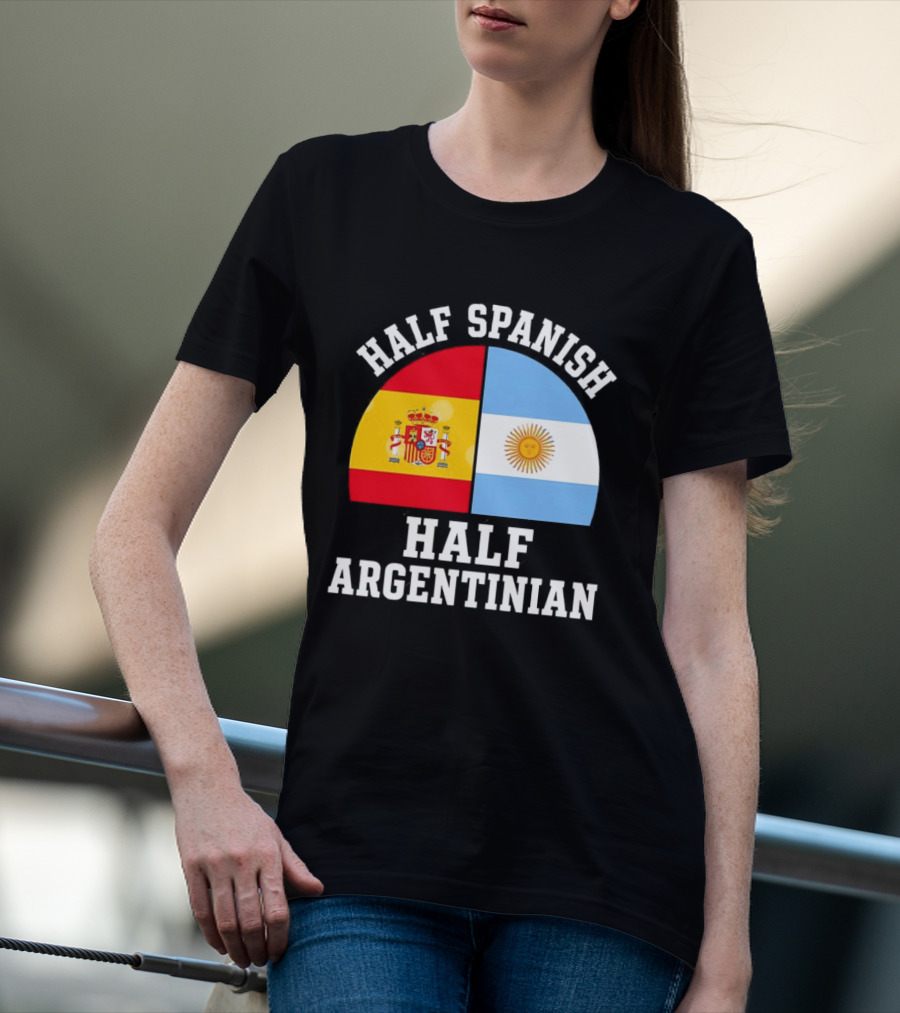 Half Spanish Half Argentinian Flags T-Shirt