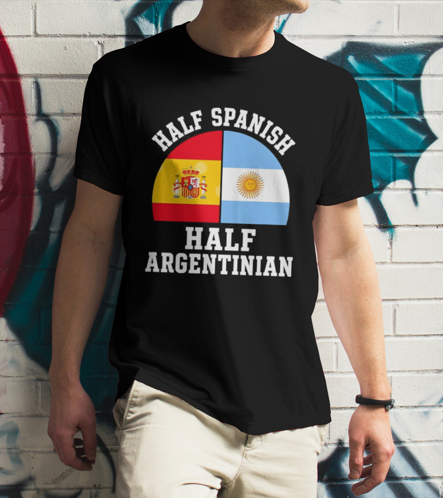 Half Spanish Half Argentinian Flags T-Shirt