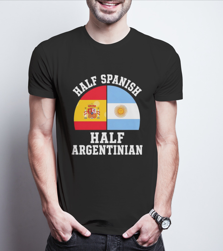 Half Spanish Half Argentinian Flags T-Shirt