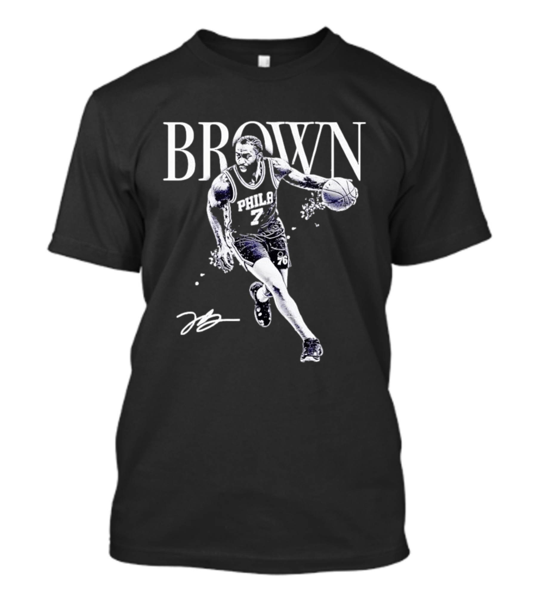 Brown 7 Philadelphia 76ers Basketball Player Halftone T-Shirt