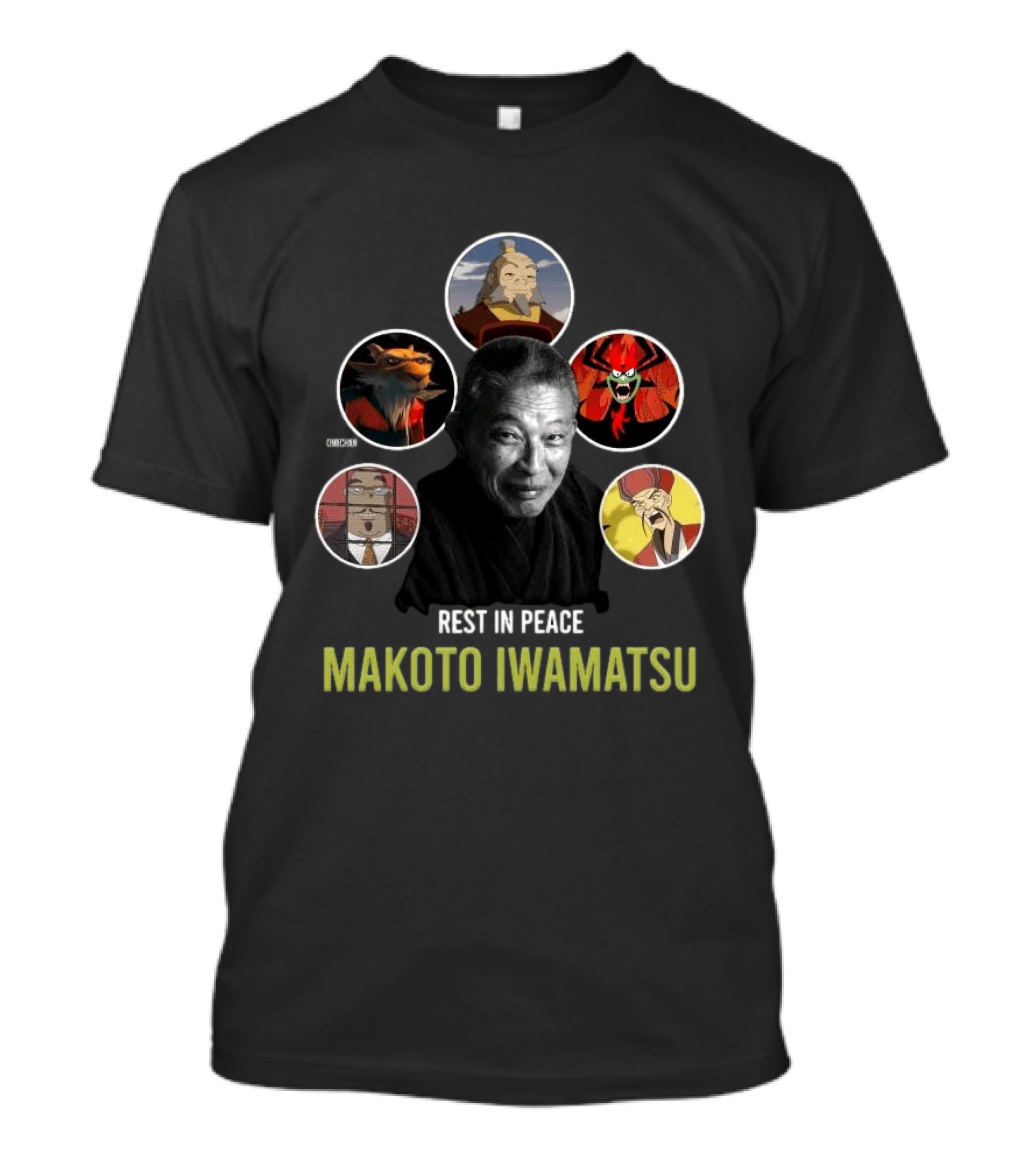 Rest In Peace Makoto Iwamatsu Uncle Iroh Aku Splinter Happy Cat Image T-Shirt