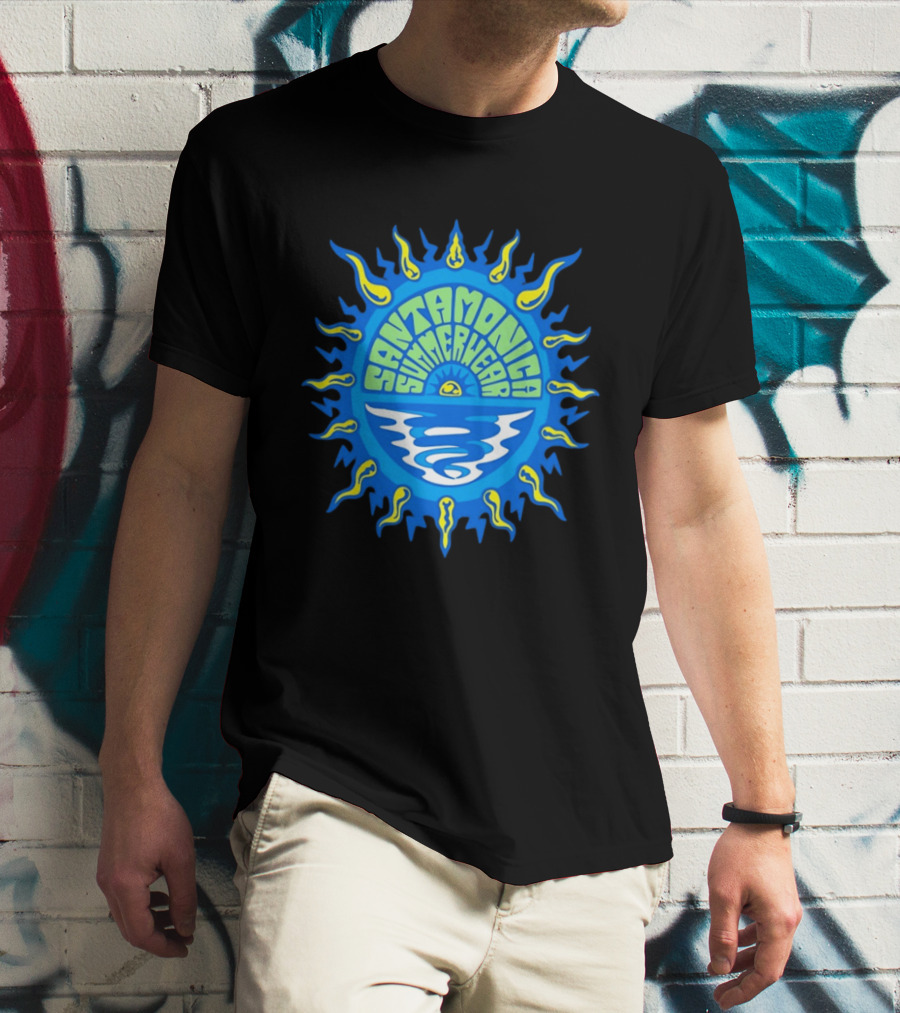 Santa Monica Summerwear Sun And Ocean Beach Radiant Waves T-Shirt