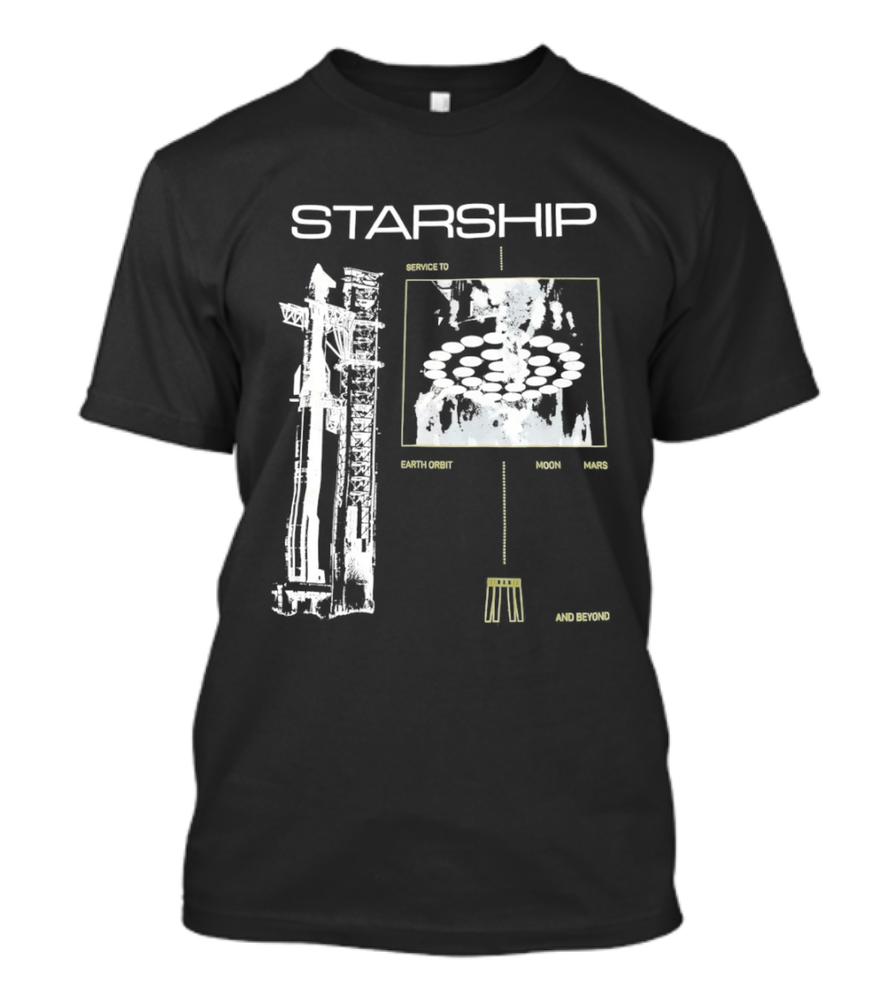 Starship Service Earth Orbit Moon Mars Beyond T-Shirt