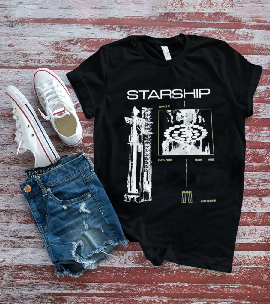 Starship Service Earth Orbit Moon Mars Beyond T-Shirt