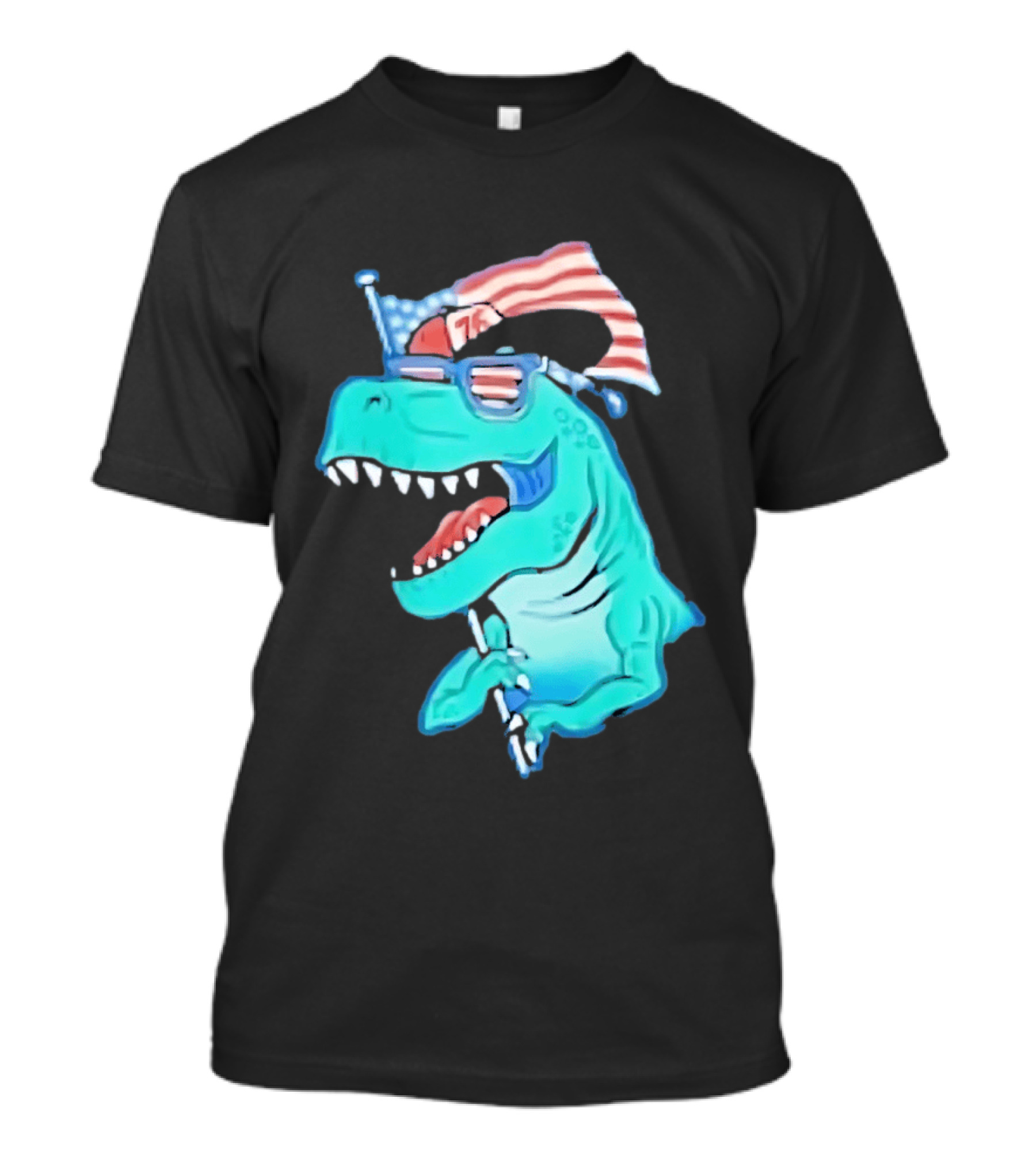 Patriotic Rex American Flag Sunglasses 76 Dinosaur T-Shirt