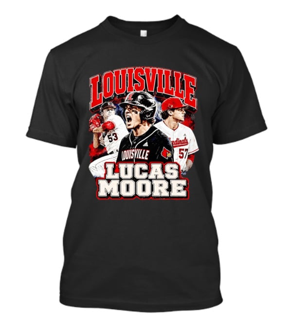 Lucas Moore Louisville Cardinals Baseball Players Dynamic Action T-Shirt